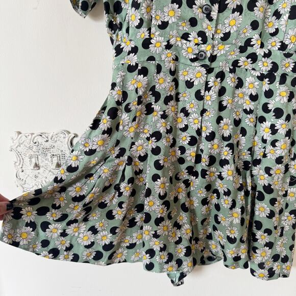 Sandro Divine Green Daisy Polkadot Playsuit Romper 36 / 2-4 / S - Picture 9 of 14